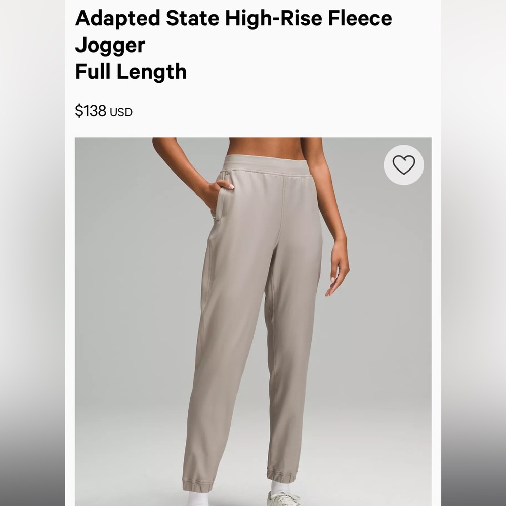 Lululemon Adapted State High-Rise Fleece Jogger